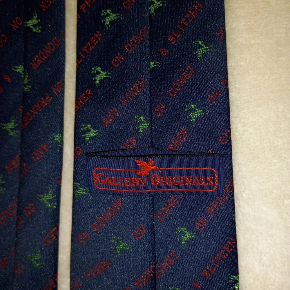 Gallery Originals NAVY Polyester CHRISTMAS HOLIDAY Reindeers names Necktie